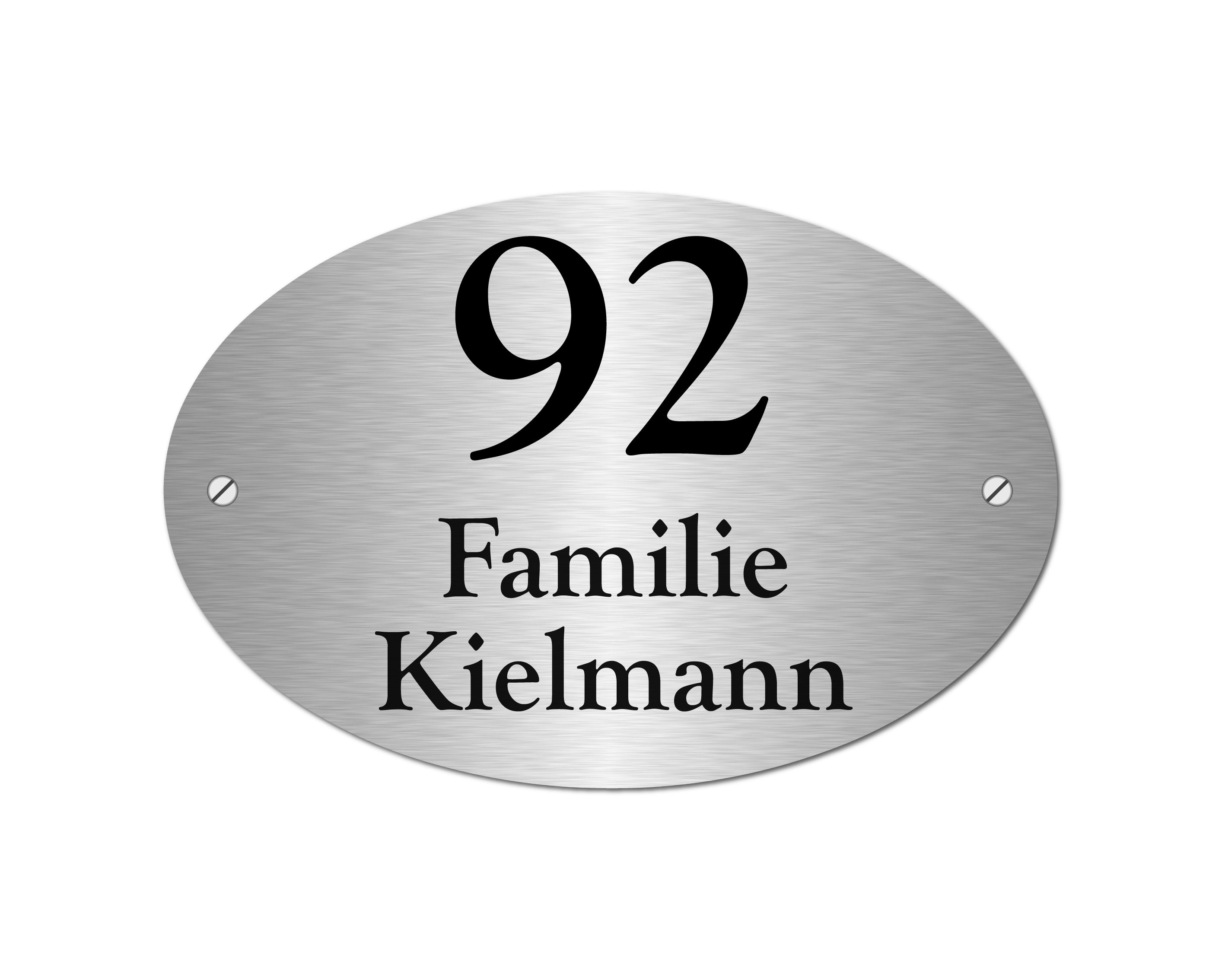 Namensschild aus Edelstahl – Oval 15×10 cm. (Art. 222)