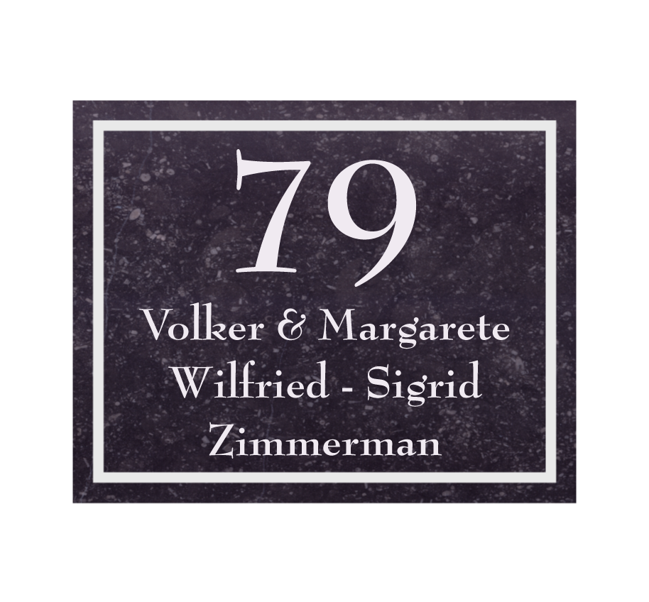 Namensschild Naturstein – Belgischer Blaustein 250mm x 200mm (565B)