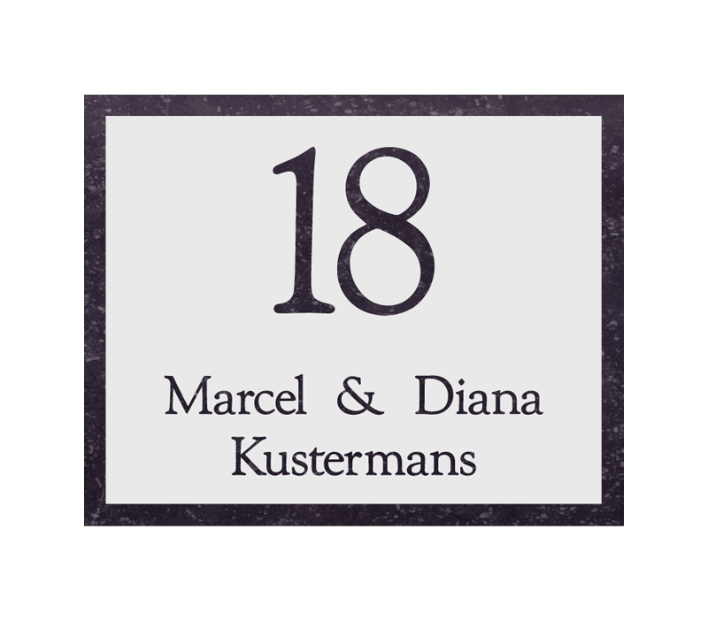 Namensschild Naturstein – Belgischer Blaustein 250mm x 200mm (565C)
