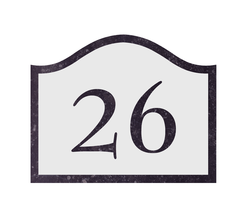 Nummernschild Naturstein – Belgischer Blaustein 240mm x 190mm (576C)